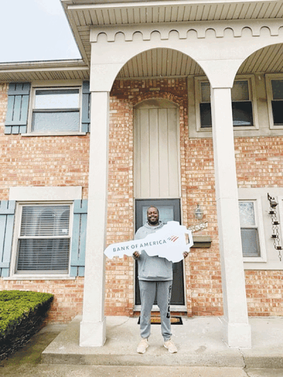  Retired U.S. Army Sgt. Darrell Kingsberry Jr. celebrates getting the keys to his new mortgage-free home in Sterling Heights through the Military Warriors Support Foundation’s Homes4WoundedHeroes program, in partnership with Bank of America. 
