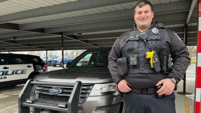 Public Safety Officer Cameron Rieper rescued a woman from a burning vehicle on Dec. 16. 