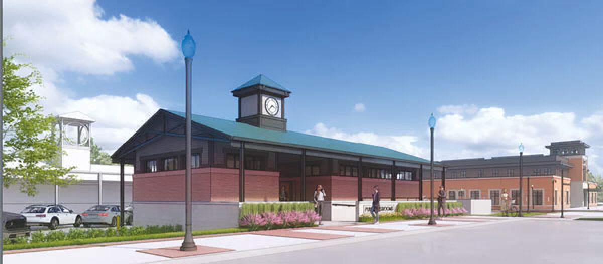  This rendering by Krieger Klatt Architects shows what the public bathroom building could look like once constructed in the parking lot of the Royal Oak Farmers Market. The front of the building will face the farmers market while the rear will face Troy Street. 