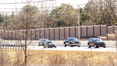  Drivers travel past sound walls on I-75 in Troy. 