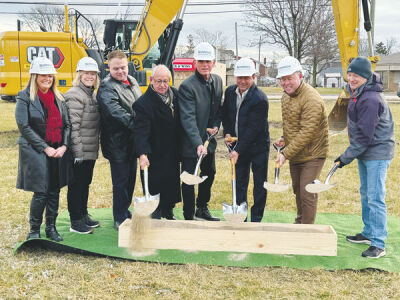 City and county officials as well as the owners break ground at Dox Water Bar on Jefferson Avenue on Dec. 19. 