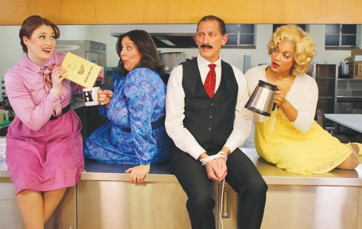  From left, Kimberly Elliott, Meg Berger, Ron Bernas and Jennifer Dewey star in Grosse Pointe Theatre’s production of “9 to 5 The Musical.” 
