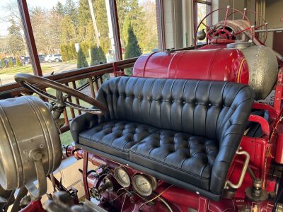  The seating of the 1924 American LaFrance fire engine was recently upholstered.  