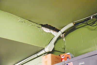  Officials said a leaking roof at Warren’s Fire Station 1 on Nine Mile Road, photographed on Jan. 30, must be replaced.      