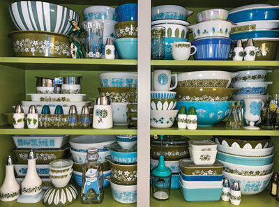  Jessica Krutell collects vintage Pyrex dishes that match her home’s decor, and this is a part of her collection. 