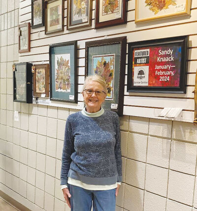  Sandy Knaack, of Rochester Hills, is the Shelby Township Senior Center’s featured artist for January and February. Knack started a business in 2022 called NatureScapes that involves her using her artistic talent to frame preserved leaves, flowers and feathers. 