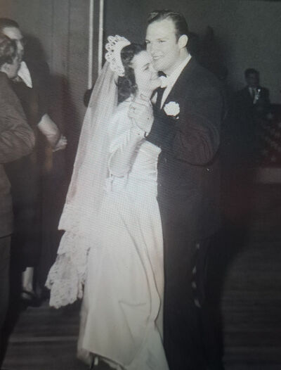  Joanne and Roland Arnold dance on their wedding day Oct. 16, 1948.  