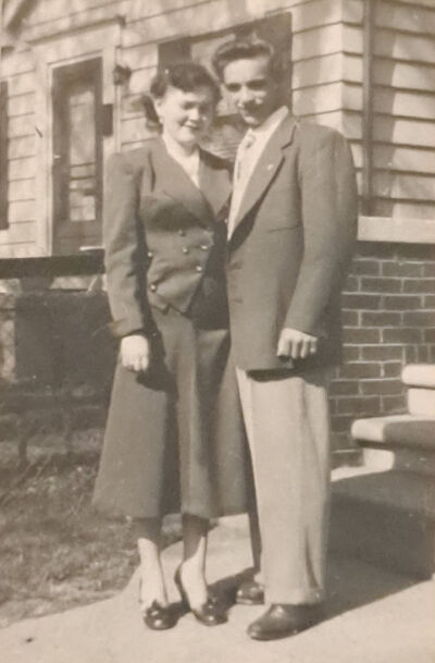  Janice and Dick Randall pose for a picture during their first engagement circa 1951.  