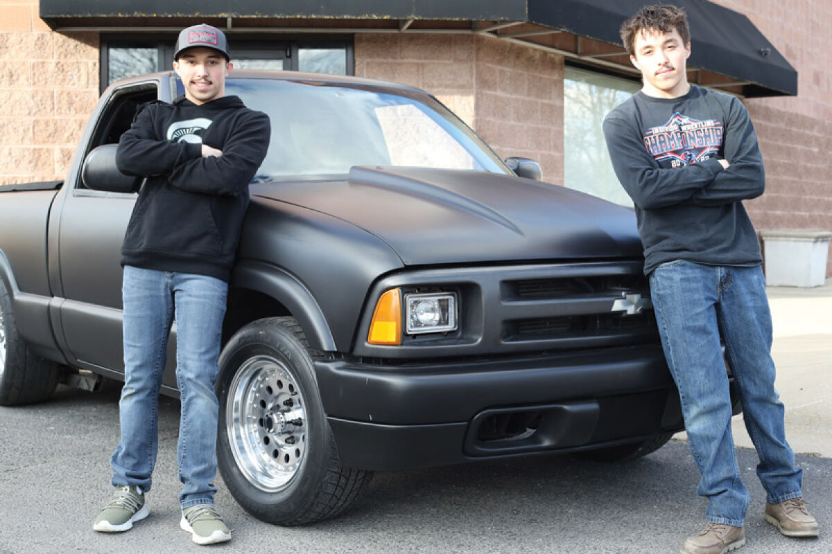  Devin, left, and Nick Paul pose with their modified 1994 Chevy S-10 pickup truck. Their work on the truck has won the 19-year-olds the Autorama Next Gen Modifiers award.  