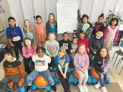  Angela Oliver’s second grade students at Roose Elementary School try out the flexible seating purchased with the $725 Center Line Public Schools Educational Foundation grant.  
