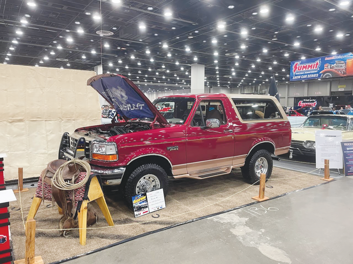  Robert Fick’s 1995 Ford Bronco, on display at Autorama 2023, has been modified close to original specifications and is set to appear in 2024’s Autorama show.  