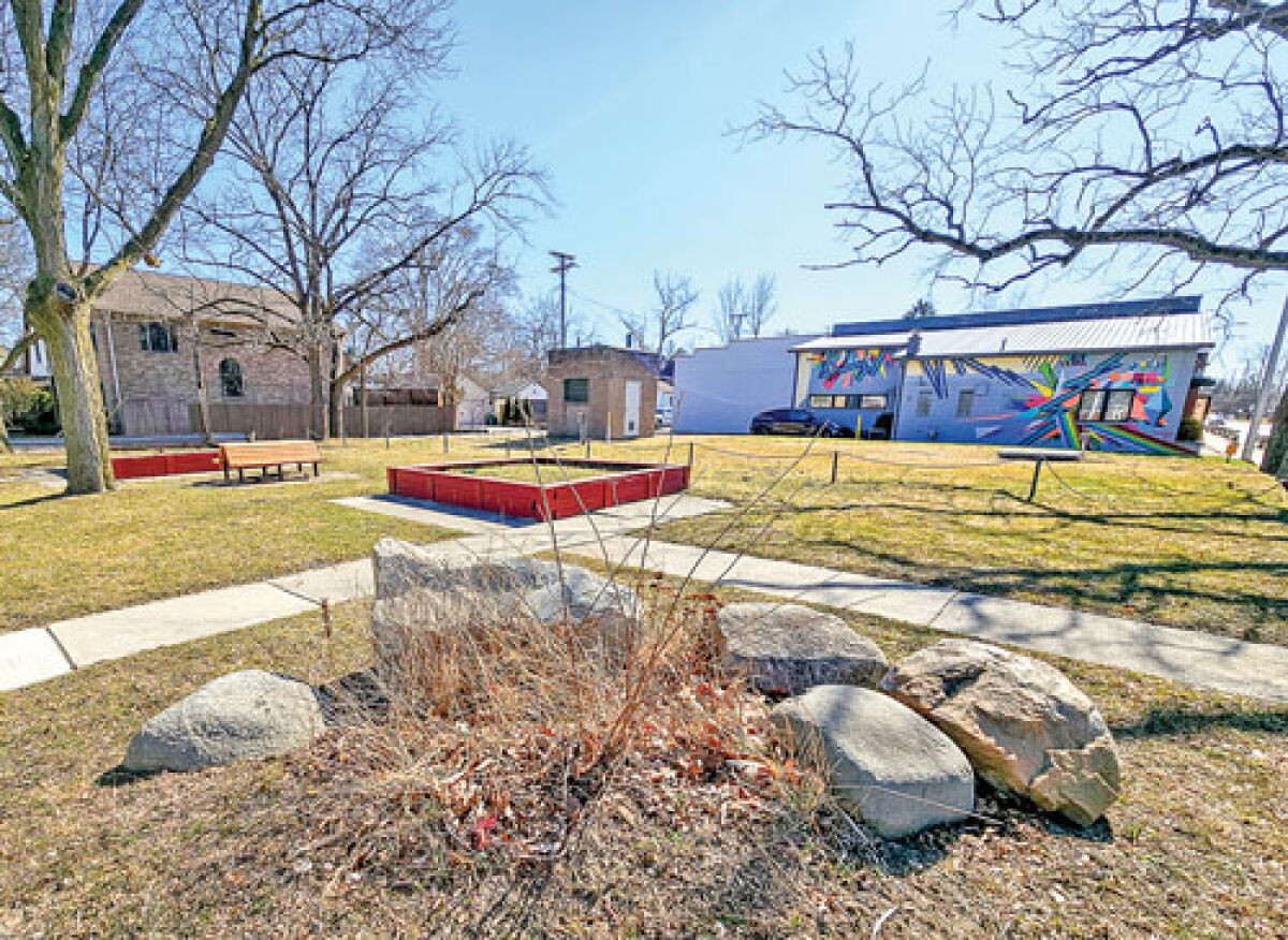  This pocket park on North Main Street is empty and filled with grass, but these squares will be filled with flowers after a plan for improvements proposed at the Royal Oak City Commission’s Feb. 12 meeting won approval. 