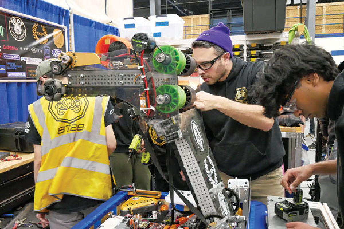  Several of Troy’s robotics teams, including the Troy Argonauts, pictured, will be on hand at the Troy Public Library Saturday, April 27, to show the public what robotics teams are and how they work. 