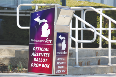  A ballot drop-off box stationed outside of Mount Clemens City Hall was among those used for early voting.   