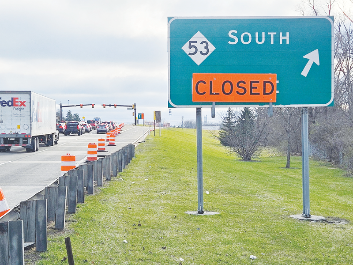  A ramp along M-59 is closed due to southbound M-53 being under construction between M-59 and 18 Mile Road. Michigan Department of Transportation officials say southbound M-53 between M-59 and 18 Mile is expected to be closed until around Memorial Day, and northbound M-53 between M-59 and 18 Mile is expected to also close for construction later this year. 