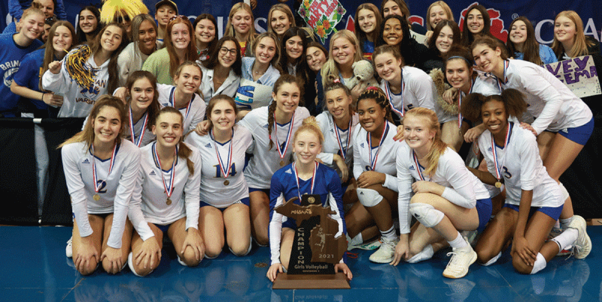  Bloomfield Hills Marian’s volleyball team won back-to-back Michigan High School Athletic Association Division I State Championships after being ranked No. 2 nationally. 