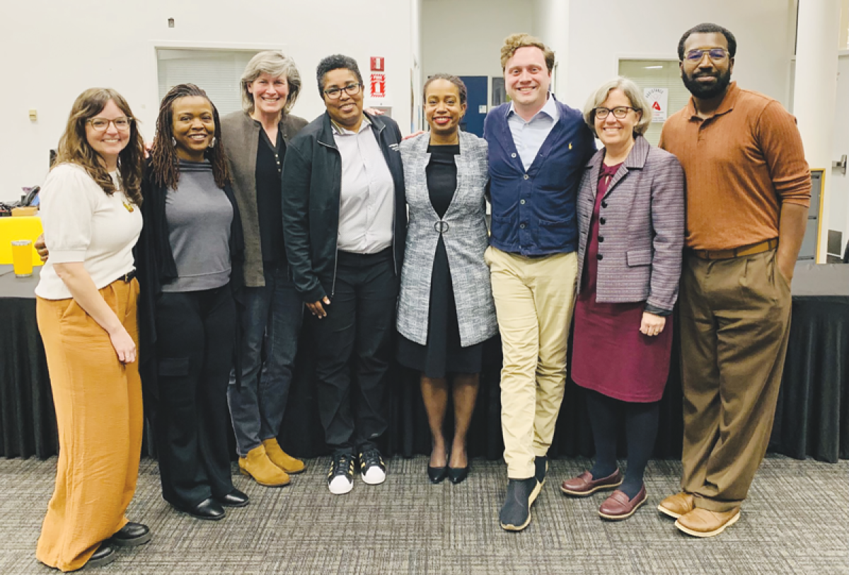  Camille Hibbler, seen here, fourth from the right, with the Ferndale Public Schools Board of Education, was selected to be the new superintendent of the district. Hibbler has served as interim superintendent since the beginning of the year. 