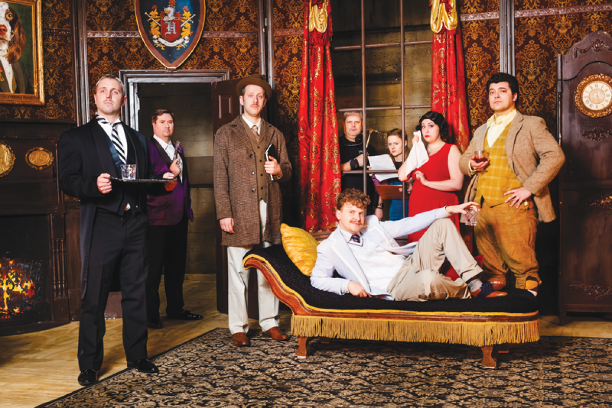  Grosse Pointe Theatre’s actors — pictured here inside the Edsel and Eleanor Ford House in Grosse Pointe Shores — are staging the comedy, “The Play That Goes Wrong,” in April. 
