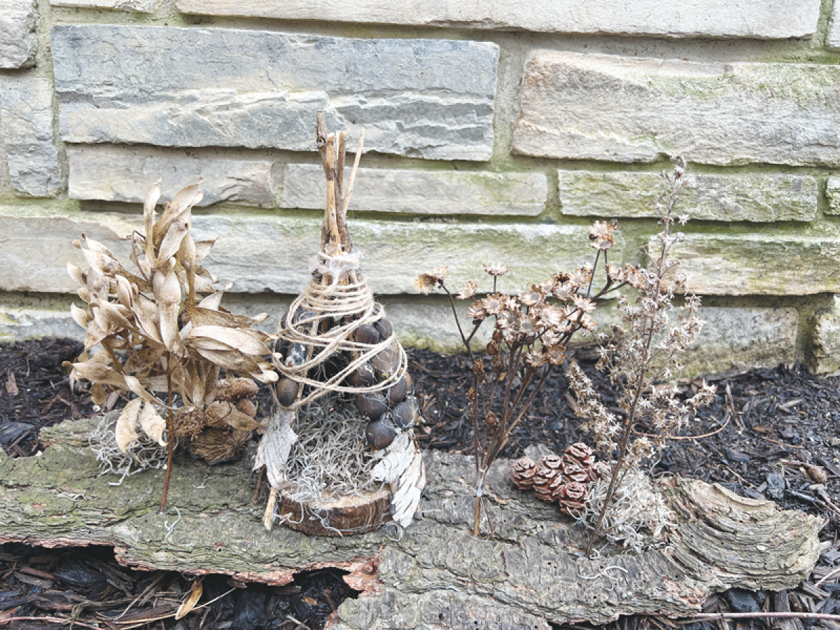  During the Johnson Nature Center’s craft series in March, kids made fairy and gnome homes out of natural materials. 