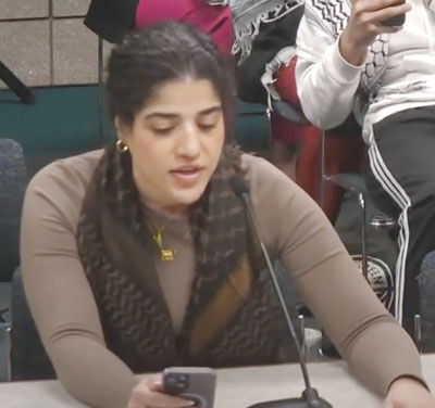  Sherin Shkoukani shared personal stories about her Palestinian American family and the importance of Fraser making a cease-fire resolution at the April 11 City Council meeting. 