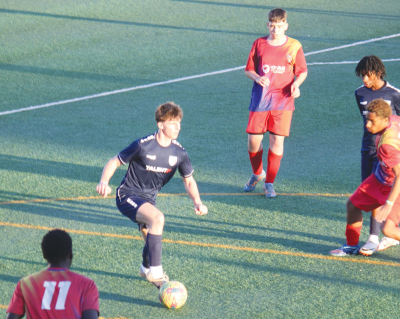  Birmingham Seaholm junior Patrick McCarthy controls the ball during a match at the Mediterranean International Cup, hosted in Barcelona, Spain, as a member of the Elite Academy U16 All-Star U.S. team. 