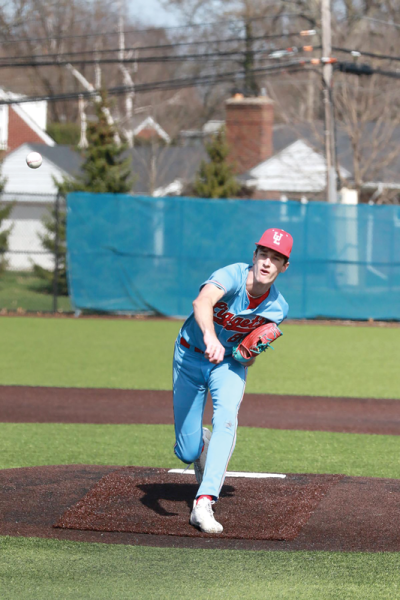  University Liggett junior Mack Phillips follows through on his pitch. 