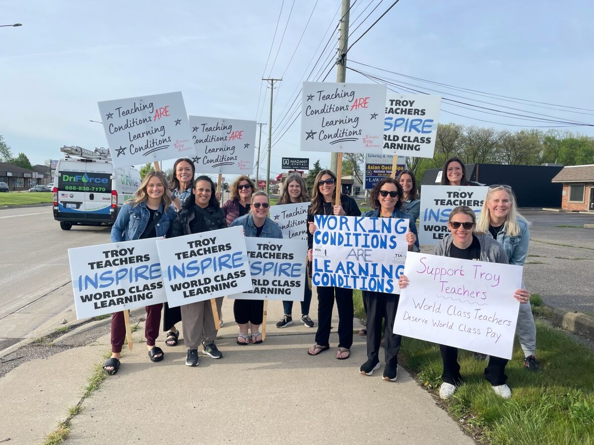  Troy School District teachers and their supporters have begun demonstrating before school hours for a fair contract at each of the different Troy school buildings.  