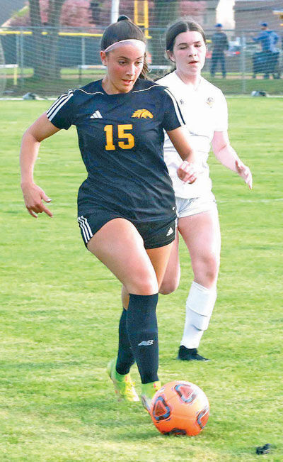  Lutheran North senior Jenna Wyrembelski controls the ball during a matchup against Royal Oak Shrine Catholic on May 2 at Lutheran North High School. 