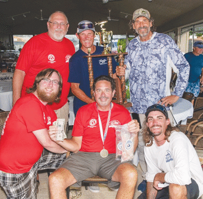   First, second and third-place trophies are handed out at the award ceremony and dinner at Jefferson Beach Yacht Club. Trophies are courtesy of Woods Trophies. 