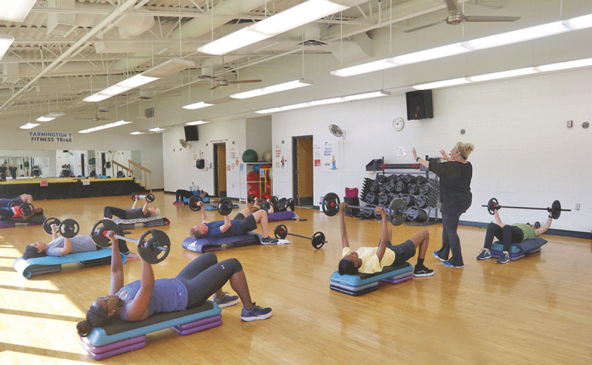  Local residents are pictured at a Farmington Family YMCA strengthening class. According to executive director Douglas Edwards, the nonprofit organization offers “programs that make a positive impact in the community.” 
