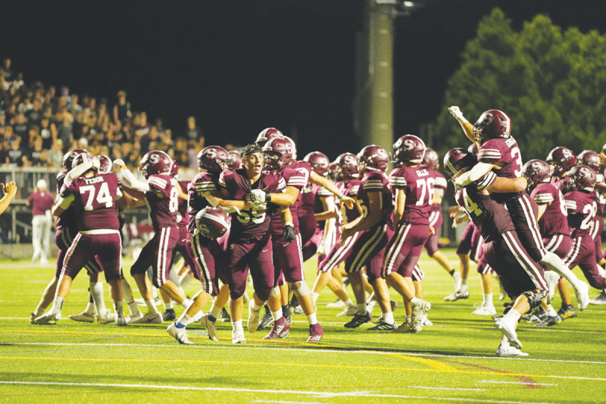  Seaholm celebrates its 21-20 victory in overtime after Jesuit’s failed two-point conversion attempt Sept. 1 at Seaholm High School. 