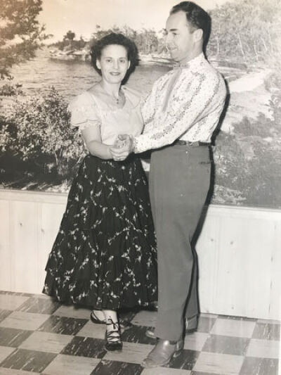  Connie and Ivan Frock were kindred spirits on the dance floor. Here they are posing in one of their square-dancing outfits. Ivan died in 1975. 