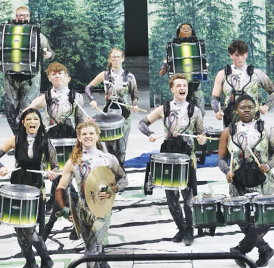  The Dakota High School Drumline performs during the Winter Guard International world finals at the University of Dayton Arena in Dayton, Ohio. 