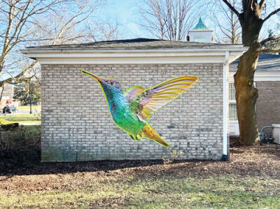  This image shows an example of a potential public art mural in Pleasant Ridge that would be located on the side of City Hall. 