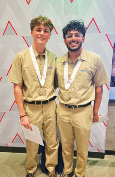  Logan Lawler and Niken Patel won a national championship  at the SkillsUSA robotics and automation  problem-solving competition in late June.  