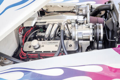 The coupe has the motor of a 1991 Chevrolet Camaro IROC-Z.