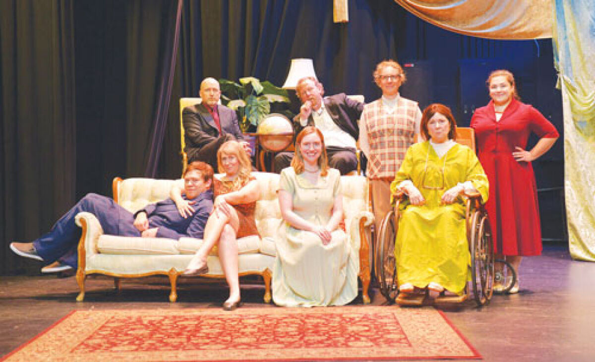  The cast of “Web of Muder,” back row: Chris Kuhlman, Eric Maher, Heather McKaig and Amira Kamoo; front row: Harry Totten, Kristine Stephens, Rebecca Star and Mary Bogrette. 