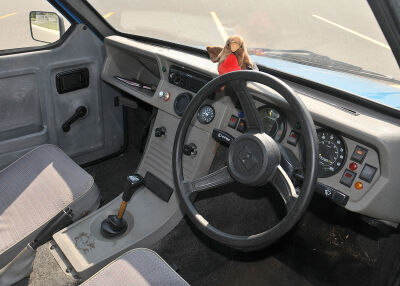  In honor of the Reliant Robin, Sami Abu-Soud keeps a tiny stuffed robin in the front seat of the car.  