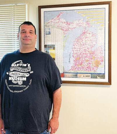  Krasnik has collected all the “map dots” in the official state map from the Michigan Department of Transportation. Gov. Gretchen Whitmer signed one of his maps over Lake Michigan. 