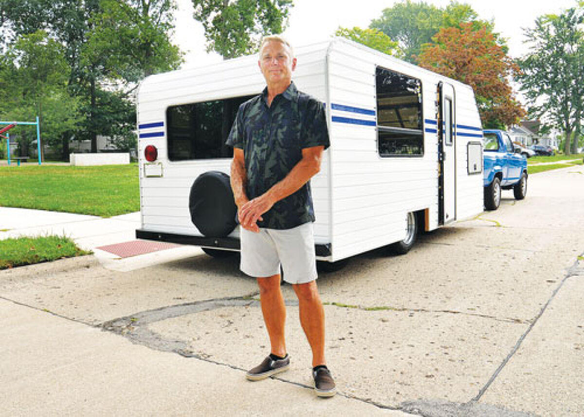  Jerry Naumann, of Berkley, brought his backwards trailer to this year’s Woodward Dream Cruise Aug. 16 and the Berkley CruiseFest Classic Car Parade Aug. 15. Naumann’s camper looks like it rides backward while pulling a 1985 Ford Ranger pickup truck.  