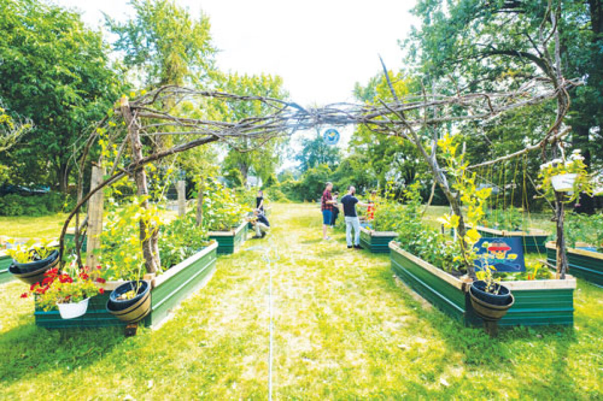  Volunteers tend to the beds  at the South Warren community garden. 