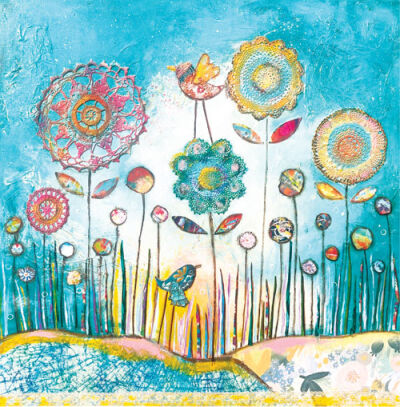  This mixed media painting,“Sunrise Morning,”  is by Shelby Township-based artist Kandy Myny, of Bit O’ Whimsey Design Studio. 
