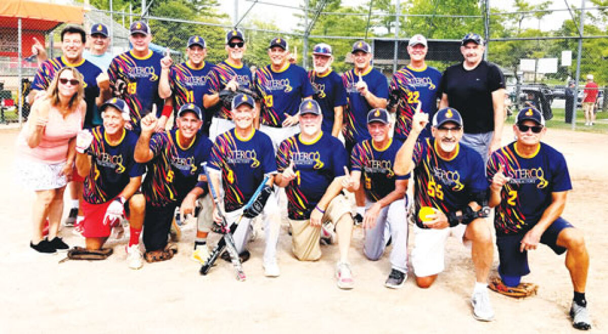  Sterco Refractory Steel Co.’s men’s senior softball team celebrates after becoming the No. 1 team in the  Shelby-Warren Senior Softball League for the 2025 season. 