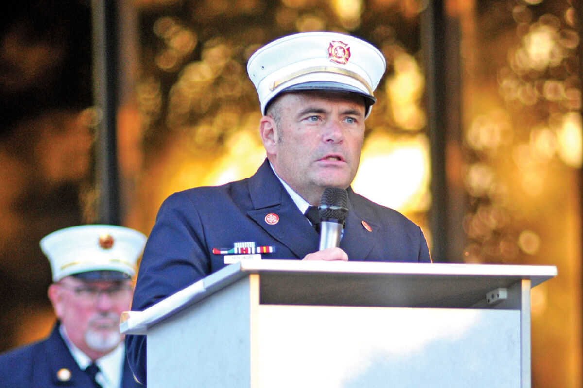  Through a heartfelt speech, Roseville Fire Chief Keith Jacobs remembers Macomb County first responders who died in the line of duty and those who lost their lives Sept. 11, 2001. 