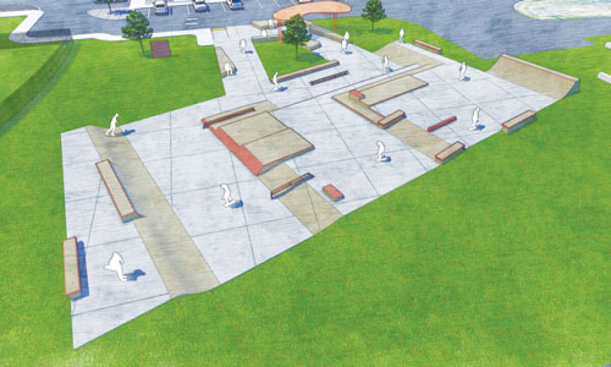  A revised concept design for the skate park by Spohn Ranch features a rectangular shape. 