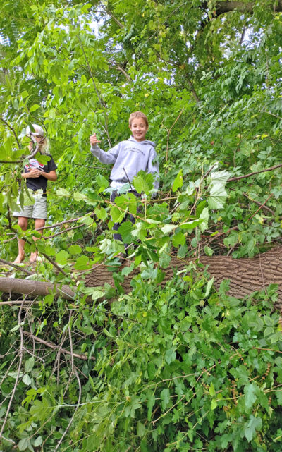  Leo Sundberg, 8, of Hadley, Michigan, became friends with the Miles brothers after watching them building a tree fort near his aunt Meg Pfeifer’s house. 