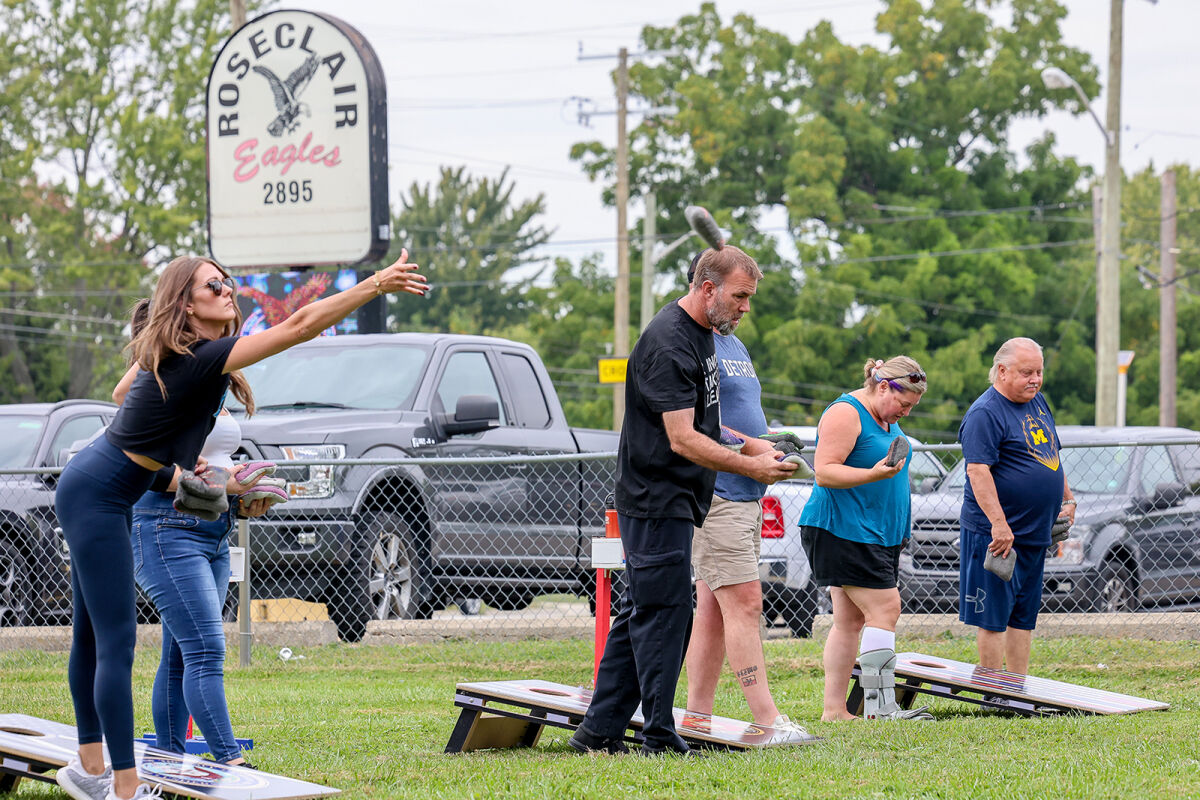  On Sept. 13, the Roseclair Fraternal Order of Eagles No. 2895, located in Roseville, held a cornhole tournament to benefit programs within the Roseville Fire and Police departments. 
