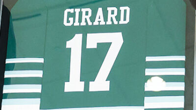  L’Anse Creuse North’s Girard sees jersey hung in gym 