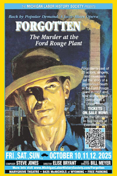  The poster for “Forgotten” was designed by Holly Syrrakos — the sister-in-law of the show’s composer, Steve Jones — and features a 1930s painting of an unknown worker by an artist with the last name of DeLappe. 