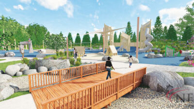  The mayor revealed the design for the Nowicki Park, which includes a playground, dog park, trails and more.  